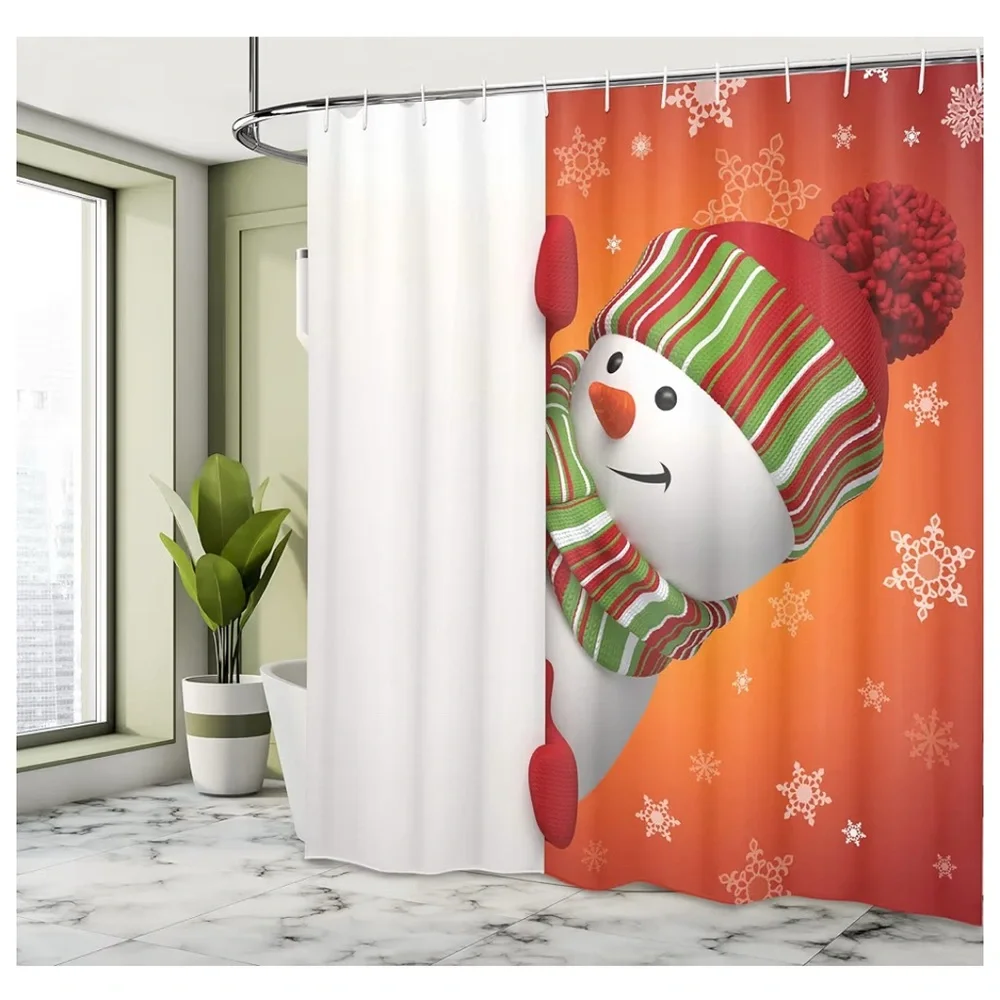 Snowman Hat & Scarf Christmas Shower Curtain,69 x 70,